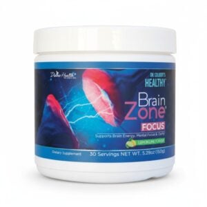 Brain Zone Focus Powder by Dr. Don Colbert, MD from Divine Health — brain support supplement designed to enhance focus, mental clarity, cognitive energy, and overall brain performance.