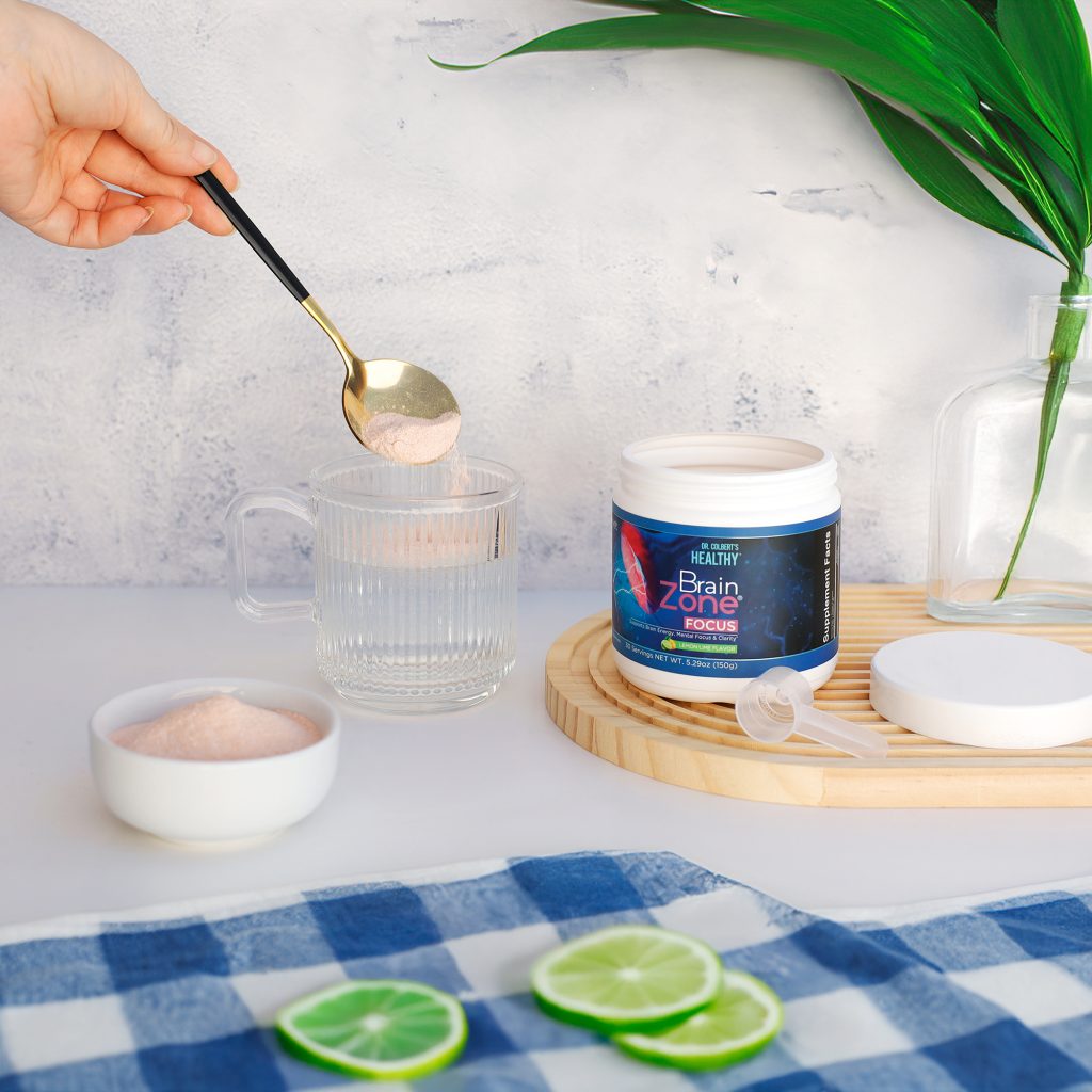 divine health dr. colbert brain zone focus action shot with powder