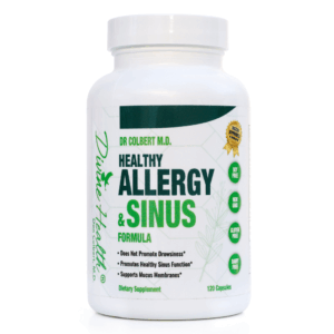 Divine Health Healthy Sinus & Allergy Formula by Dr. Colbert supports clear sinuses, balanced immune response, mucosal health and respiratory comfort with botanicals enzymes and antioxidants for natural daily wellness