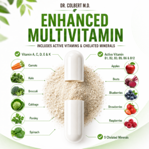 Enhanced Multivitamin capsule with active vitamins, chelated minerals, fruits and vegetables