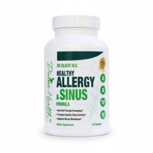 Healthy Allergy & Sinus Formula by Dr. Don Colbert, MD from Divine Health — non-drowsy dietary supplement formulated to support healthy sinus function, balanced immune response, clear breathing, and optimal respiratory wellness for seasonal allergy support.