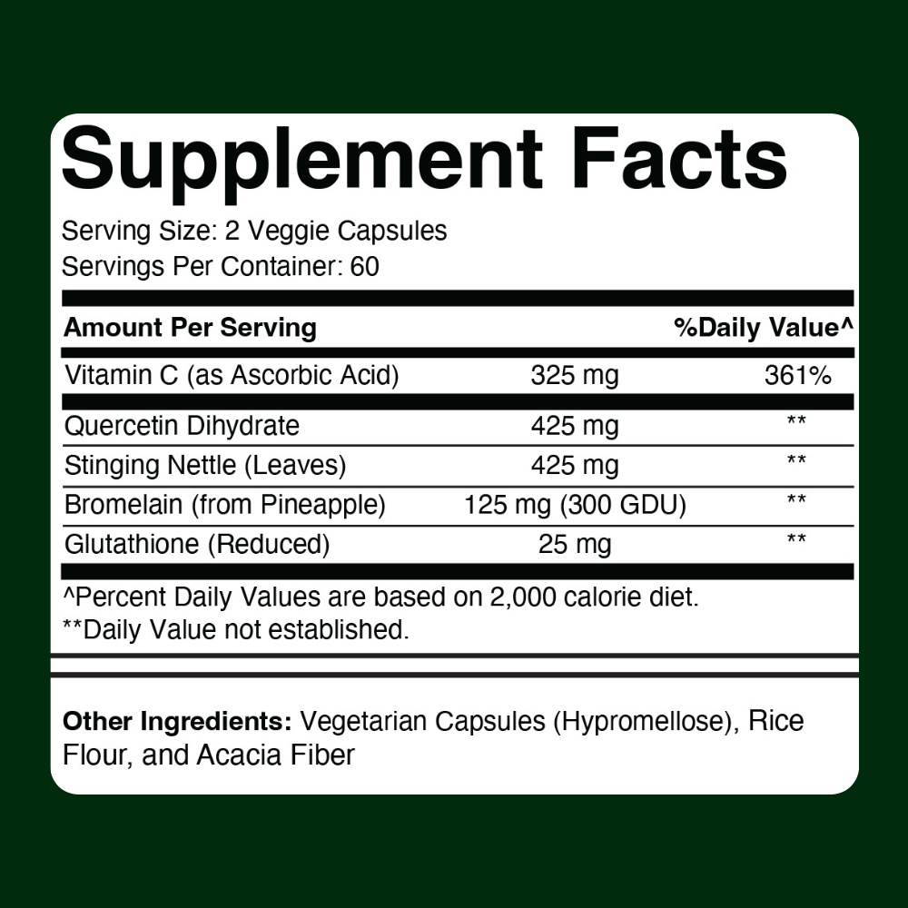 Healthy Allergy & Sinus Formula Supplement Facts