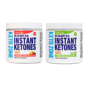 Instant Ketones Powder Raspberry Lemonade and Iced Limeade flavors by Divine Health by Dr. Don Colbert, MD BHB drink mix designed to support clean energy and daily keto routines.