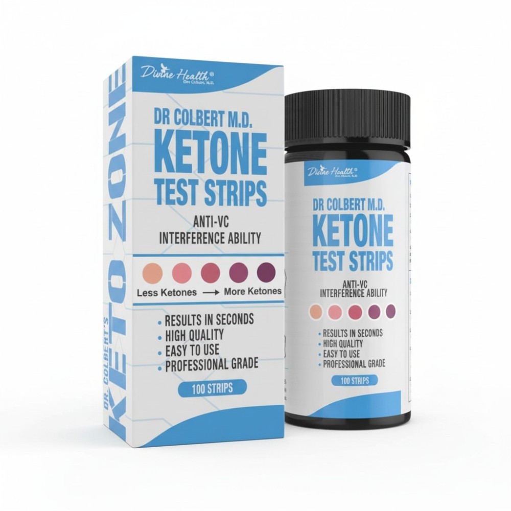 Ketone Test Strips by Dr. Don Colbert, MD from Keto Zone — professional-grade keto testing strips with anti–vitamin C interference technology designed to measure ketone levels quickly, support accurate ketosis tracking, and optimize ketogenic diet performance.