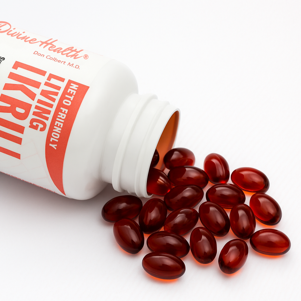 Living Krill Oil Softgels - Falling Out of Bottle