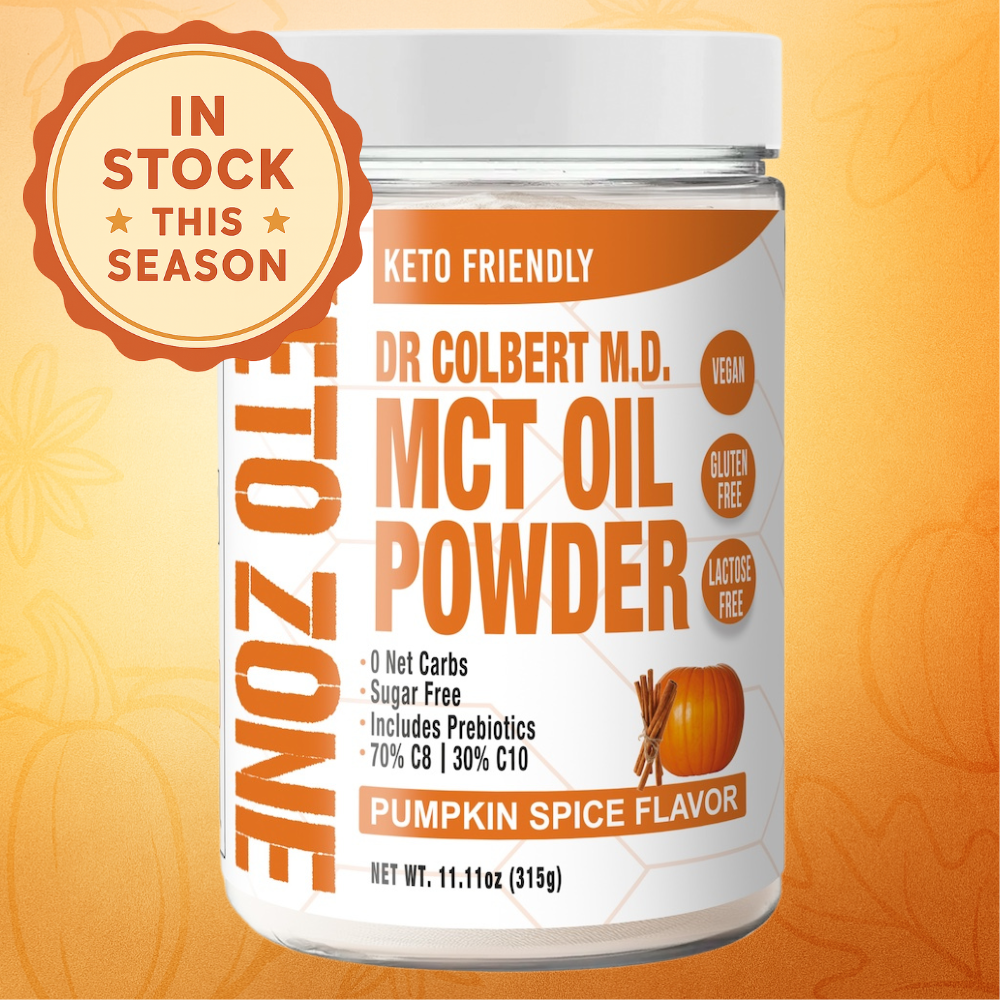 MCT Oil Powder - Pumpkin Spice Flavor - 1000 x 1000 Fall Background