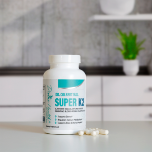 Divine Health Dr. Colbert Super K2 with Capsules on Kitchen Counter