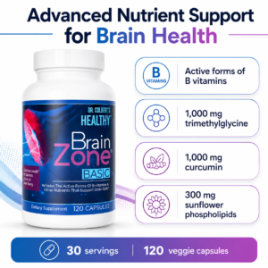 Brain Zone Basic with active B vitamins, 1,000 mg trimethylglycine, 1,000 mg curcumin and 300 mg sunflower phospholipids