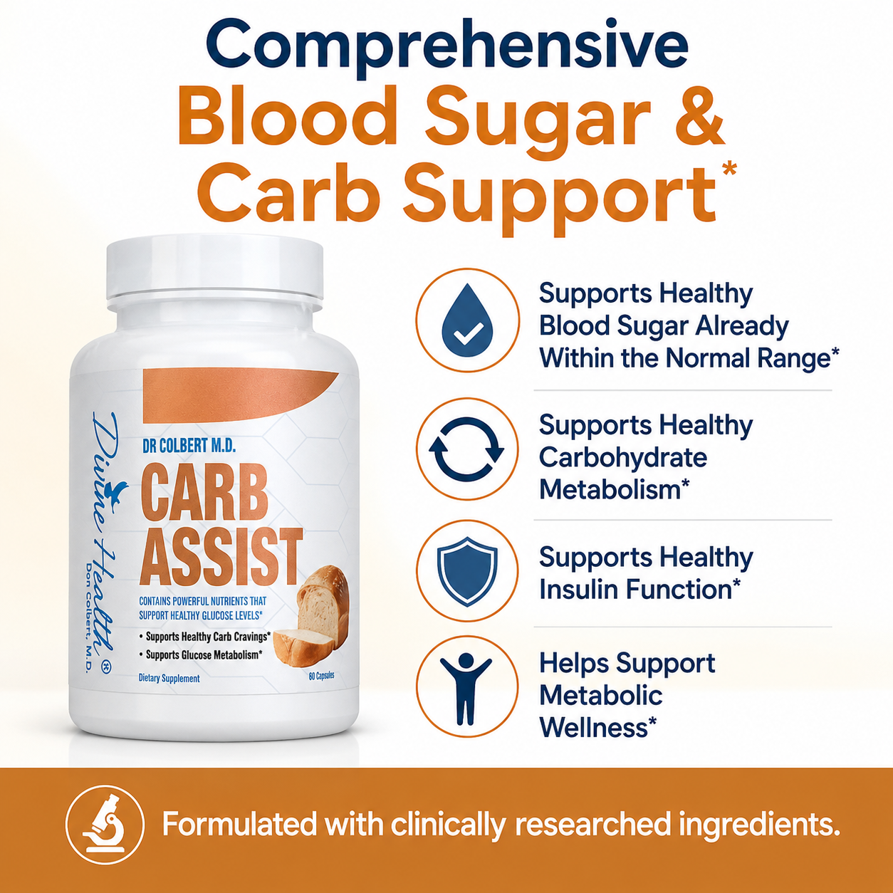 Carb Assist benefits for healthy blood sugar, carbohydrate metabolism, insulin function, and metabolic wellness