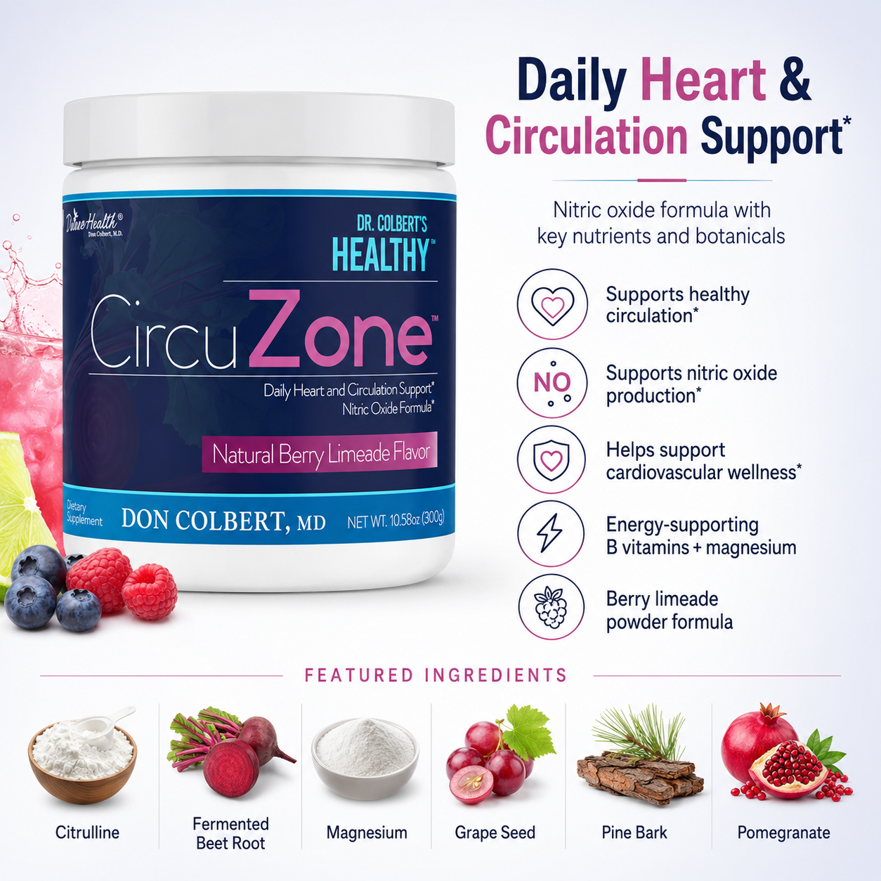 CircuZone nitric oxide formula designed to support healthy circulation, cardiovascular wellness and daily energy