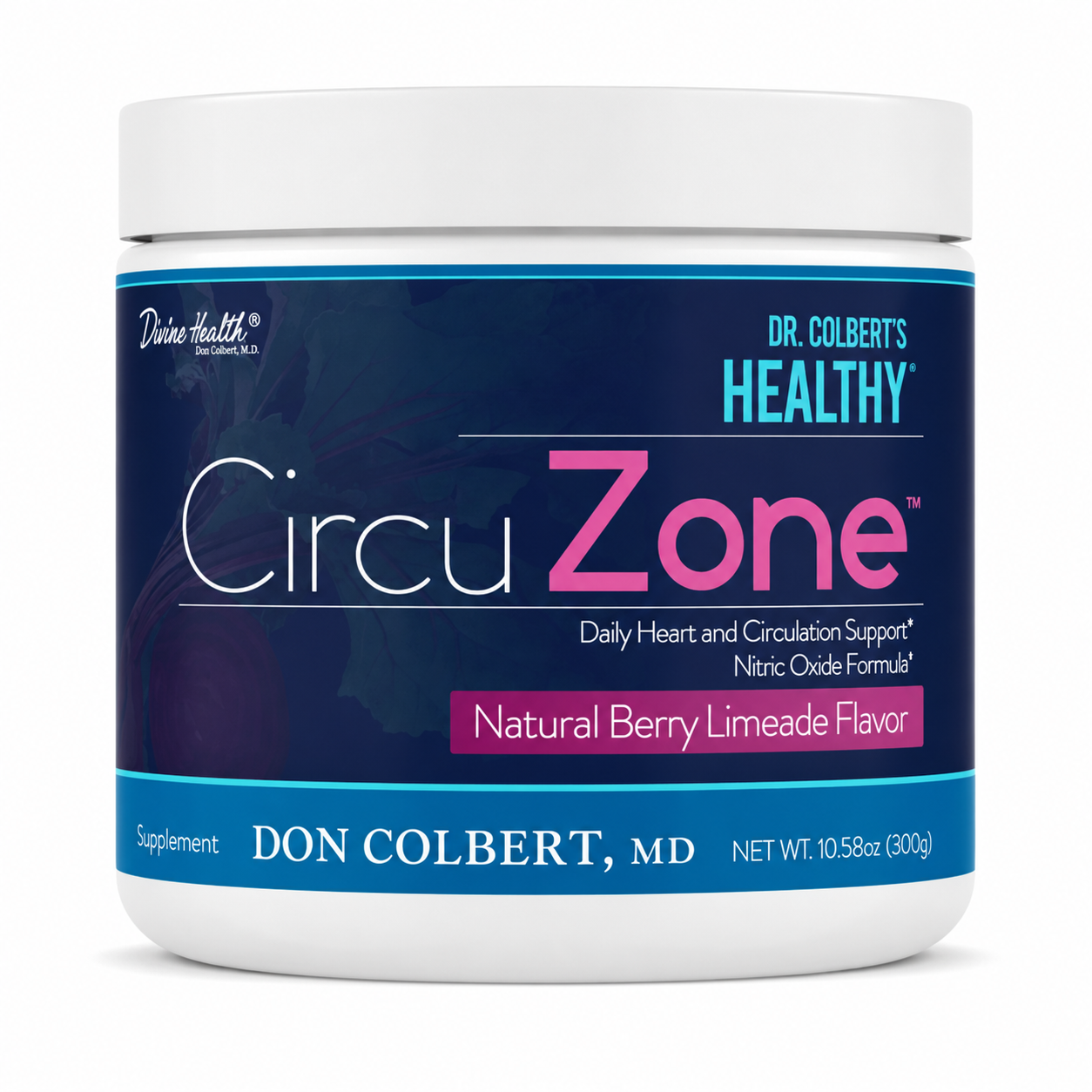 Divine Health CircuZone natural berry limeade powder formulated by Dr. Don Colbert, MD for daily heart and circulation support