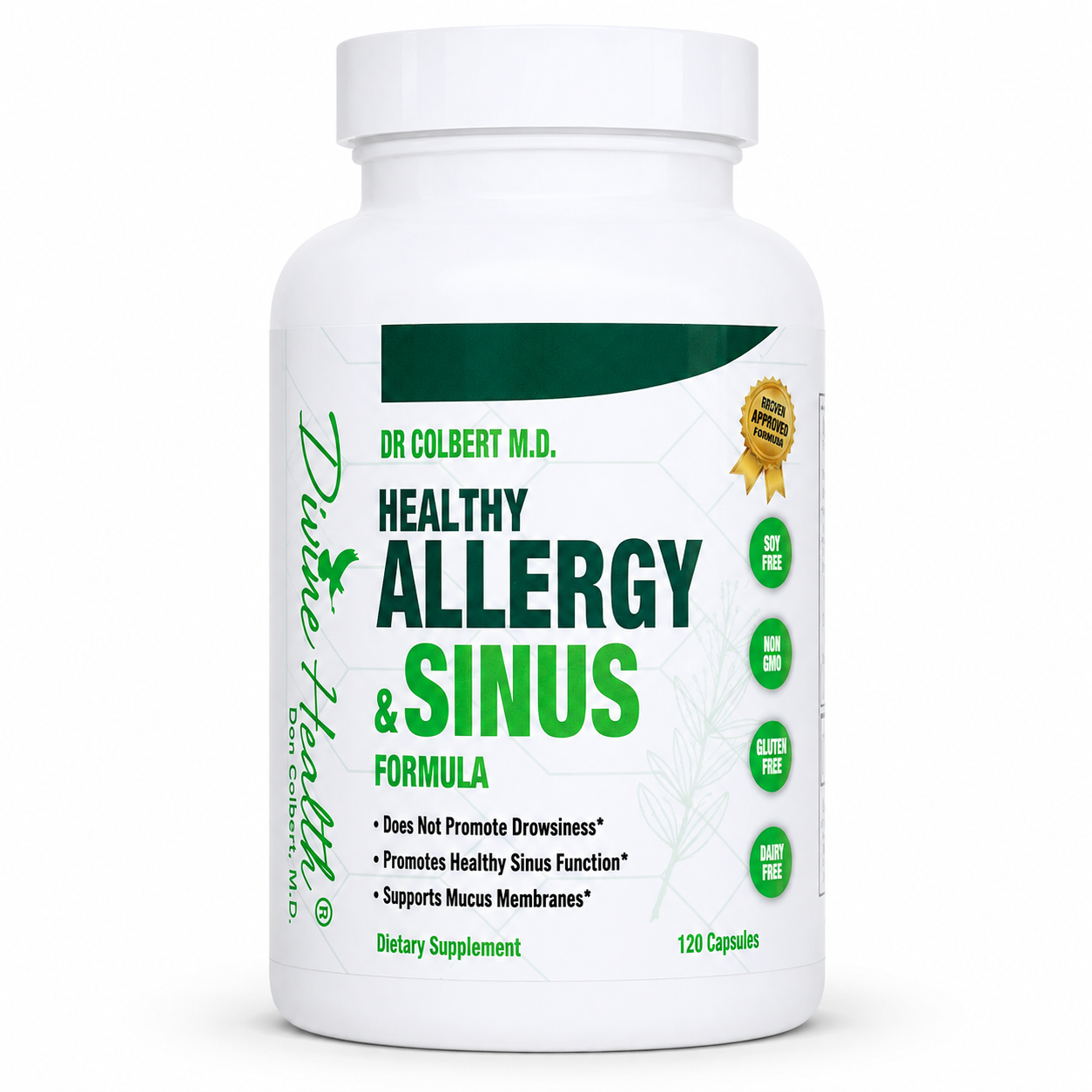 Divine Health Healthy Allergy and Sinus Formula by Dr. Don Colbert, MD, 120-capsule bottle