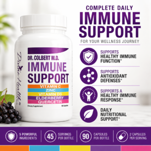 Dr. Colbert’s Immune Support formula designed to support healthy immune function, antioxidant defenses, and daily nutritional wellness