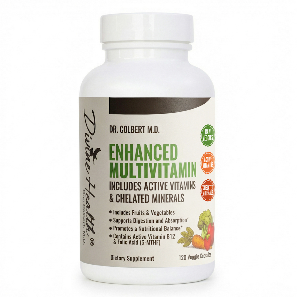 Dr. Don Colbert Divine Health Enhanced Multivitamin 120-capsule white HDPE bottle - supplement supporting immune health, energy and metabolism, bone and joint support, antioxidant defense, cardiovascular wellness, and cellular health