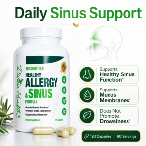 Healthy Allergy and Sinus Formula supporting healthy sinus function and mucus membranes without promoting drowsiness