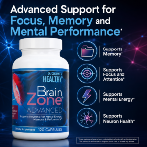 Healthy Brain Zone Advanced formula with 1,000 mg citicoline, 1,000 mg lion’s mane, 100 mg tyrosine, 50 mg 7,8-dihydroxyflavone, and 6 mg lithium orotate