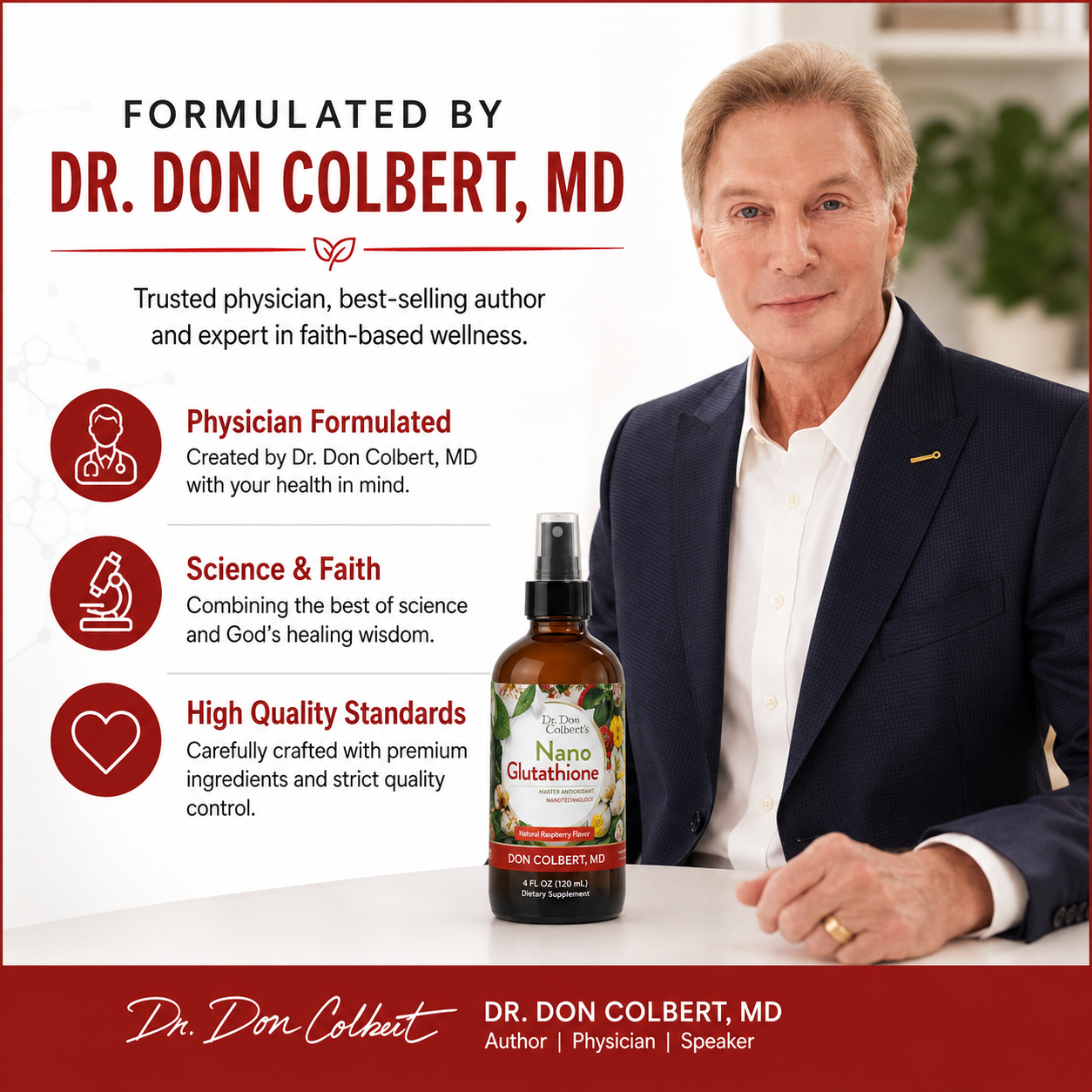 glutathione dr oz Dr. Colbert, MD Nano Reduced L-Glutathione Liquid Spray | Raspberry Flavor | by Divine Health | Nanonization | Superior Absorption | Includes Vitamin C | Sugar Free | 60 Servings Liposomal Glutathione Supplement | CYMBIOTIKA