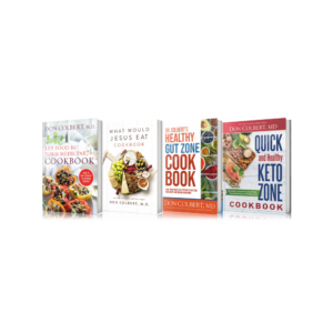 Complete Cookbook Bundle by Dr. Don Colbert, MD from Divine Health and Keto Zone featuring multiple healthy lifestyle cookbooks with recipes designed to support gut health, clean keto nutrition, probiotics balance, and overall wellness through whole-food cooking.