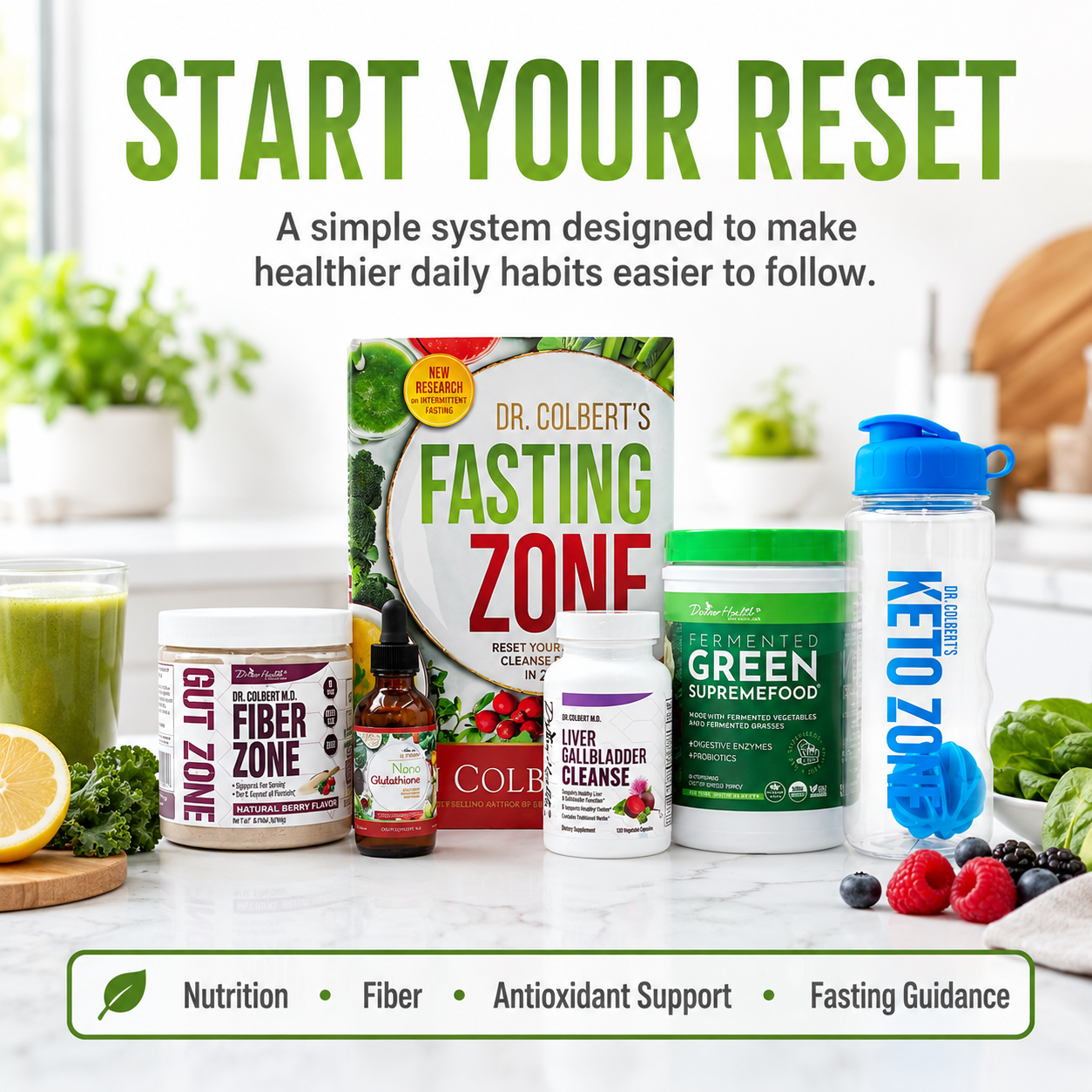 Divine Health Detox Starter Pack displayed in a healthy morning wellness setting