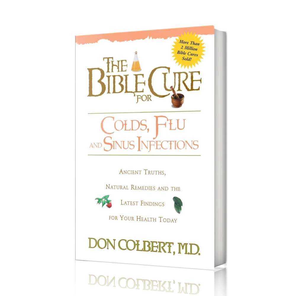 The Bible Cure for Colds, Flu, & Sinus Infections book by Dr. Don Colbert, MD from Divine Health displayed on a clean white background, representing a natural health guide designed to support immune health, respiratory wellness, and sinus comfort. The book explores how strengthening gut health through probiotics, fiber-rich nutrition, and targeted nutritional strategies may support immune balance, digestive wellness, and the body’s natural defenses during cold and flu season.