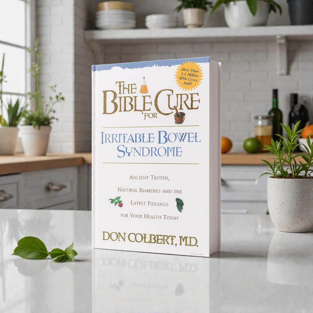 The Bible Cure for Irritable Bowel Syndrome book by Dr. Don Colbert, MD from Divine Health displayed on a clean white background, representing a natural health guide focused on digestive health and gut wellness. The book discusses strategies for supporting gut health through probiotics, fiber-rich foods, and balanced nutrition that may help maintain digestive balance and intestinal comfort. It highlights how digestive health, microbiome support, and healthy lifestyle habits may contribute to improved digestion, metabolic wellness, and overall health.