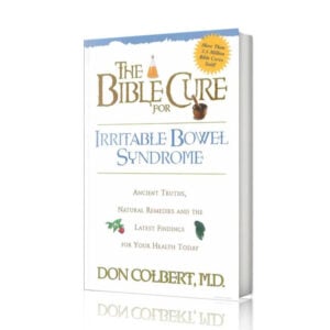The Bible Cure for Irritable Bowel Syndrome book by Dr. Don Colbert, MD from Divine Health displayed on a clean white background, representing a natural health guide focused on digestive health and gut wellness. The book discusses strategies for supporting gut health through probiotics, fiber-rich foods, and balanced nutrition that may help maintain digestive balance and intestinal comfort. It highlights how digestive health, microbiome support, and healthy lifestyle habits may contribute to improved digestion, metabolic wellness, and overall health.