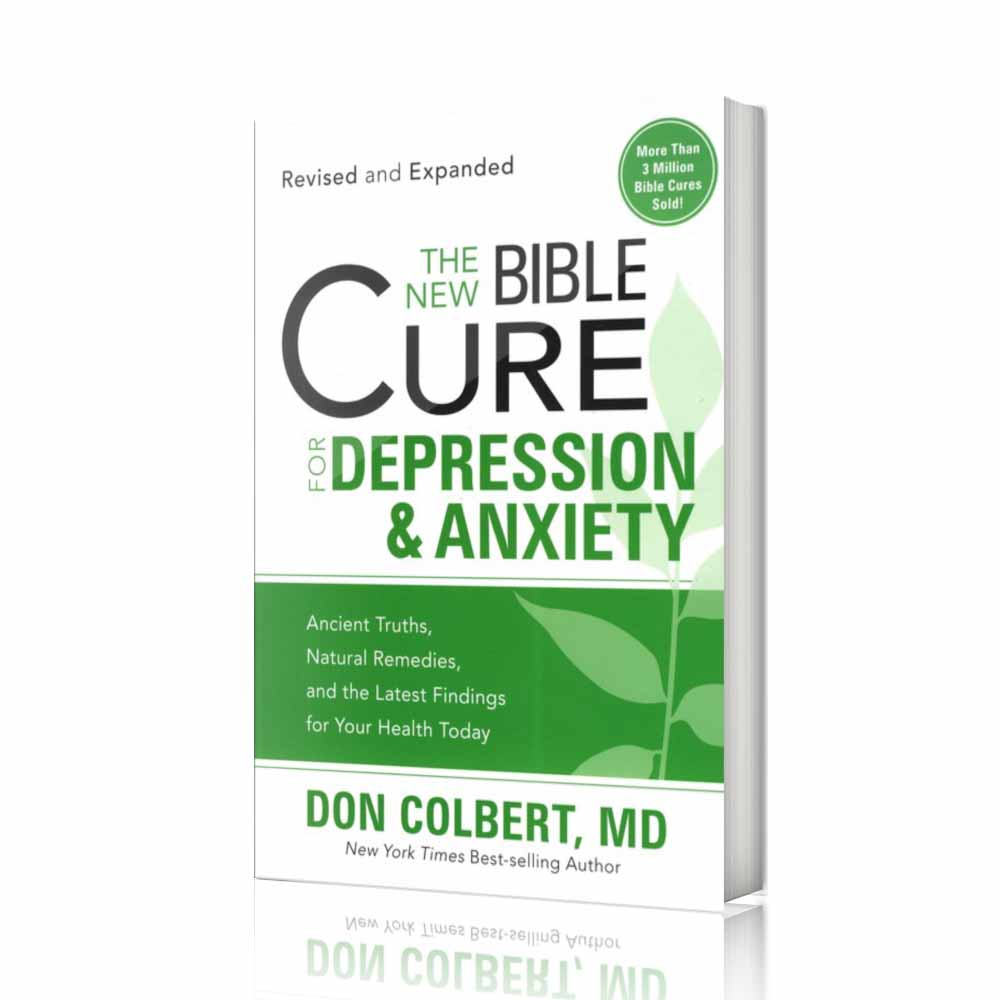 The New Bible Cure for Depression and Anxiety book by Dr. Don Colbert, MD from Divine Health, a wellness and nutrition guide exploring natural approaches to emotional health through balanced diet, gut health support, probiotics, lifestyle improvements, and holistic wellness strategies designed to support mood balance, reduce stress, and promote overall mental and physical well-being.