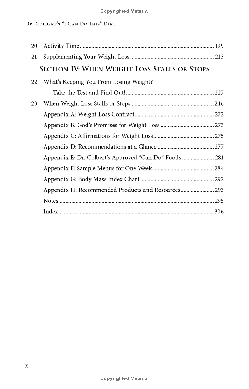 I Can do this diet book table of contents 2