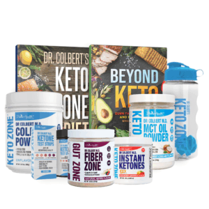 Divine Health Dr. Colbert Keto Zone Complete Pack - Unflavored Collagen - Coconut MCT - Berry Fiber - Raspberry Ketones