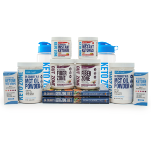 Couples Keto Zone Starter Pack by Dr. Don Colbert, MD featuring MCT oil powder, Fiber Zone, instant ketones, test strips, and keto books to support daily energy and shared keto routines