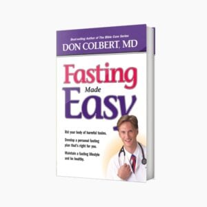 Fasting Made Easy book cover by Dr. Don Colbert, MD featuring fasting education, wellness guidance, and healthy lifestyle