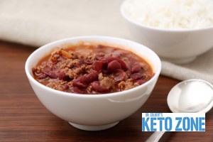 Slow cooker keto chili made with cubed steak and tomatoes, topped with avocado, sour cream and cilantro