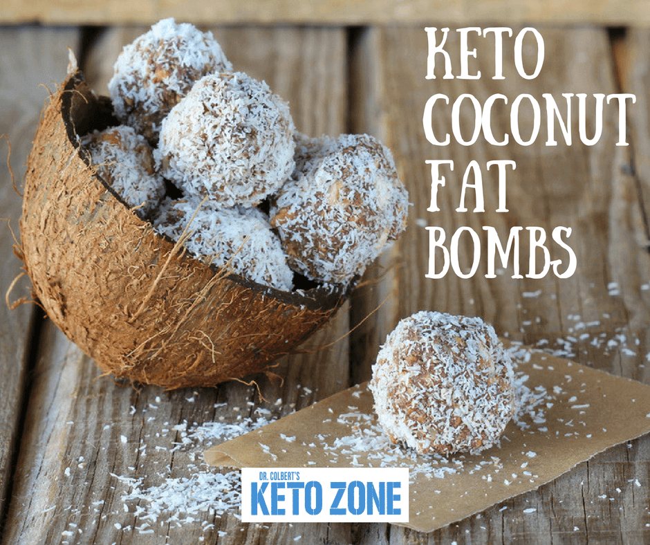 Keto coconut fat bombs rolled in shredded coconut on a plate, a low carb high fat snack