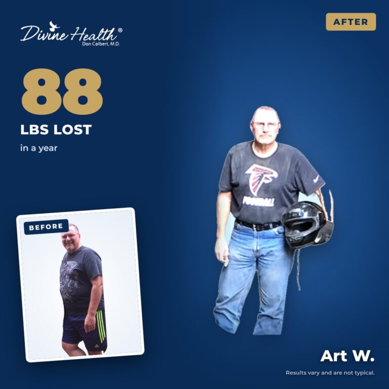 Art W. before and after, 88 lbs in a year