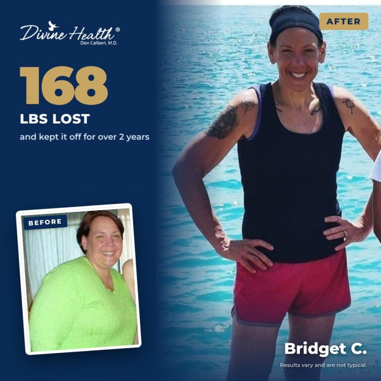 Bridget C. before and after, 168 pounds lost