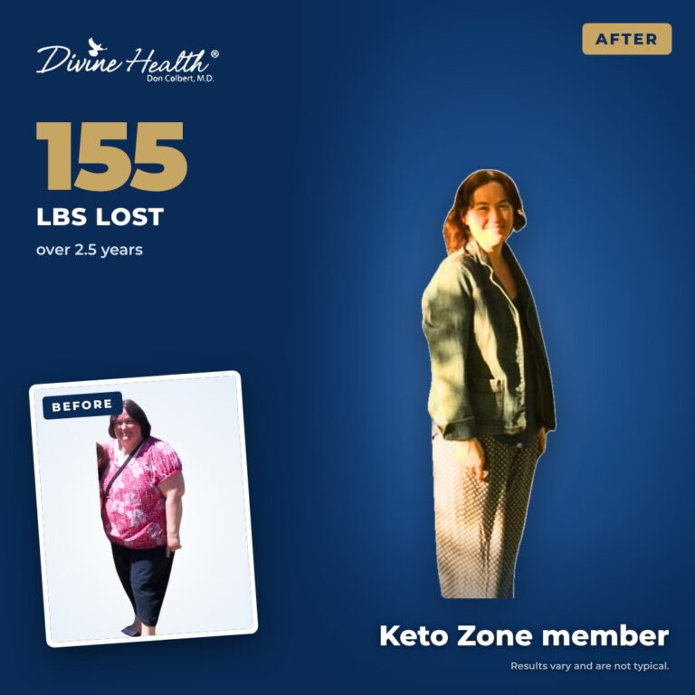 Keto Zone member before and after, 155 lbs over 2.5 years