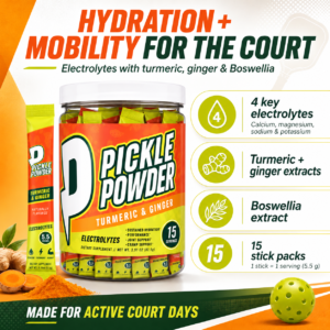 Divine Health Pickle Powder Turmeric & Ginger electrolyte stick packs with calcium, magnesium, sodium, potassium, and Boswellia benefits infographic